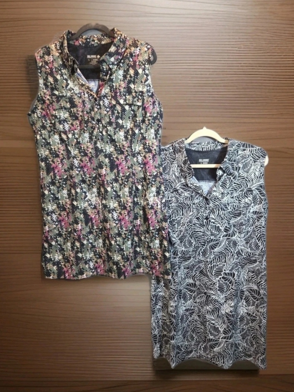 Reel Legends Dress Women LARGE Mariner Sleeveless 1/4 Button Pocket UPF 50 Lot 2